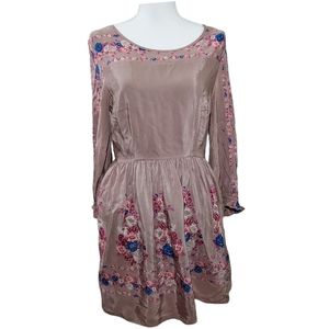 Free People tan floral rayon boho dress 8